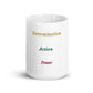 Determination Inspiration Vision Action Power Opportunity Work Effort Results white glossy coffee mug
